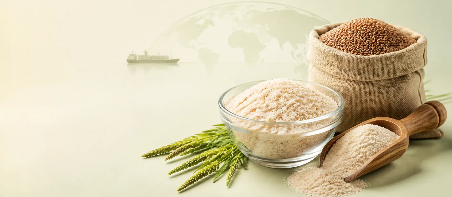 Psyllium seeds, husk and husk powder prepared for global export